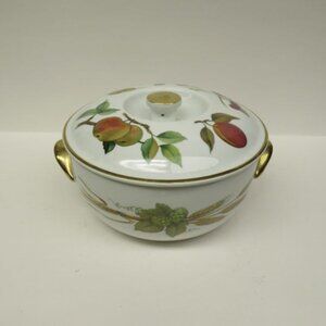 Royal Worcester China EVESHAM Quart Casserole with Lid, Gold Trim
